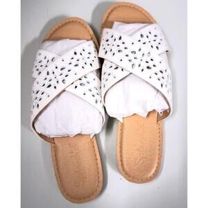 Splendid Salvia White Embroidered Eyelet Slide Sandals Women Size 6